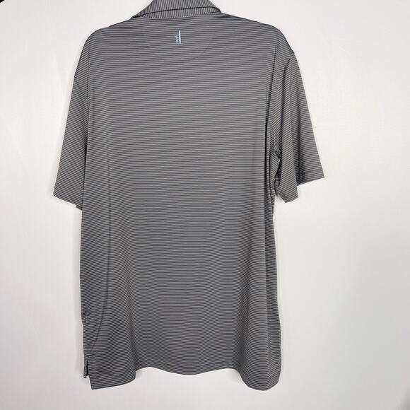 Johnnie-O Mens Large Grey Striped Albatross Jersey Polo Meteor Gray Short Sleeve - Picture 2 of 8